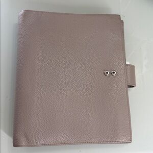 Moterm A5 Luxe Rings Planner Leather Binder Organizer (30mm Ring, Pebbled Grey)